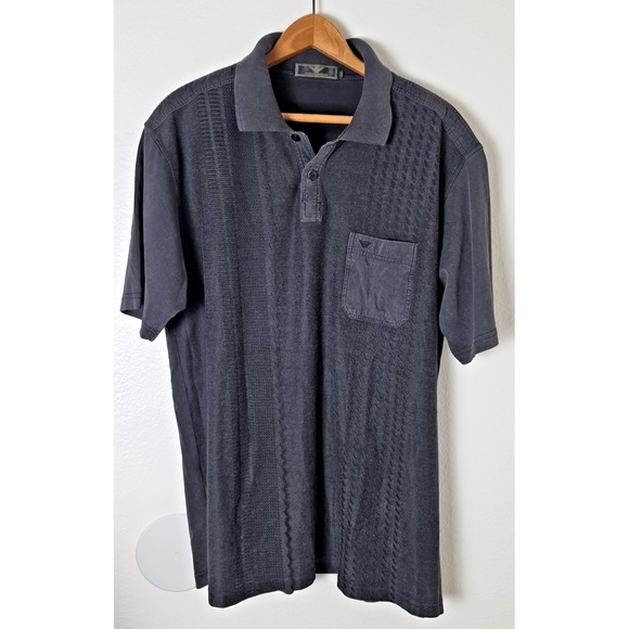 Giorgio Armani Other - VTG Giorgio Armani Size EU54 Mens M 100% Cotton Dark Gray Textured Polo Shirt